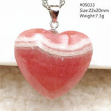 Natural Rose Rhodochrosite Pendant Necklace Red Rhodochrosite Heart Women Beads
