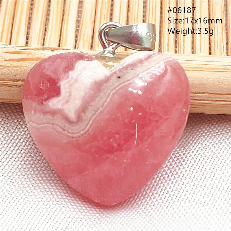 Natural Rose Rhodochrosite Pendant Necklace Red Rhodochrosite Heart Women Beads