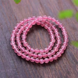 Rose Strawberry Quartz Crystal Charm Bracelet