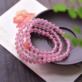 Rose Strawberry Quartz Crystal Charm Bracelet