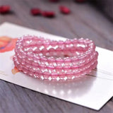 Rose Strawberry Quartz Crystal Charm Bracelet