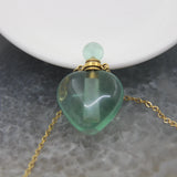 Rose/White Quartz Heart Perfume Bottle Necklace