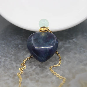 Rose/White Quartz Heart Perfume Bottle Necklace