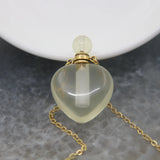 Rose/White Quartz Heart Perfume Bottle Necklace