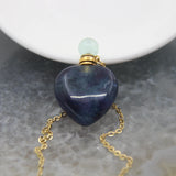 Rose/White Quartz Heart Perfume Bottle Necklace