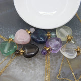 Rose/White Quartz Heart Perfume Bottle Necklace