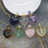 Rose/White Quartz Heart Perfume Bottle Necklace