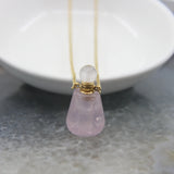 Quartz Perfume Bottle Pendant Necklace, Amethysts Essential Oil Diffuser Vial