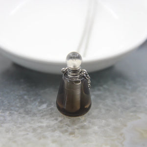 Quartz Perfume Bottle Pendant Necklace, Amethysts Essential Oil Diffuser Vial