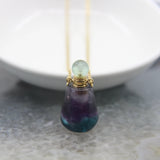 Quartz Perfume Bottle Pendant Necklace, Amethysts Essential Oil Diffuser Vial