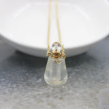 Quartz Perfume Bottle Pendant Necklace, Amethysts Essential Oil Diffuser Vial