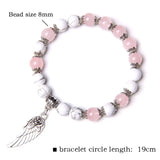 Rose Pink Quartz Rhodochrosite Gemstone Beads Charm Bracelet