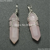 RoseQuartz Hexagonal Pointed Healing Pendant Necklaces Earrings