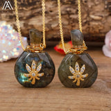 Natural Roses Amethyst Crystal Perfume Essential Pendant For Women