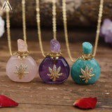Natural Roses Amethyst Crystal Perfume Essential Pendant For Women