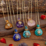 Natural Roses Amethyst Crystal Perfume Essential Pendant For Women