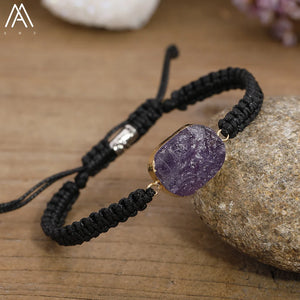 Amethyst Quartz Bracelet Women Boho Crystal Beads Friendship