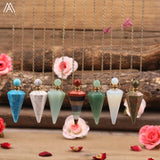 Roses Quartz Crystal Stones Pendulum Necklace