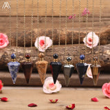 Roses Quartz Crystal Stones Pendulum Necklace