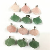 Rose Quartz Green Aventurine Reiki Pendants Charms 5PCS