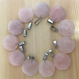 Rose Quartz Round Pie Stone Pendants for Jewelry Making 50pcs