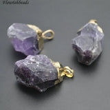 Natural Amethyst Stone Nugget Pendants Necklace Making