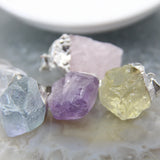 Natural Lemon/Rose Quartzs Crystal Amethysts Stone Nugget Pendants 1pcs