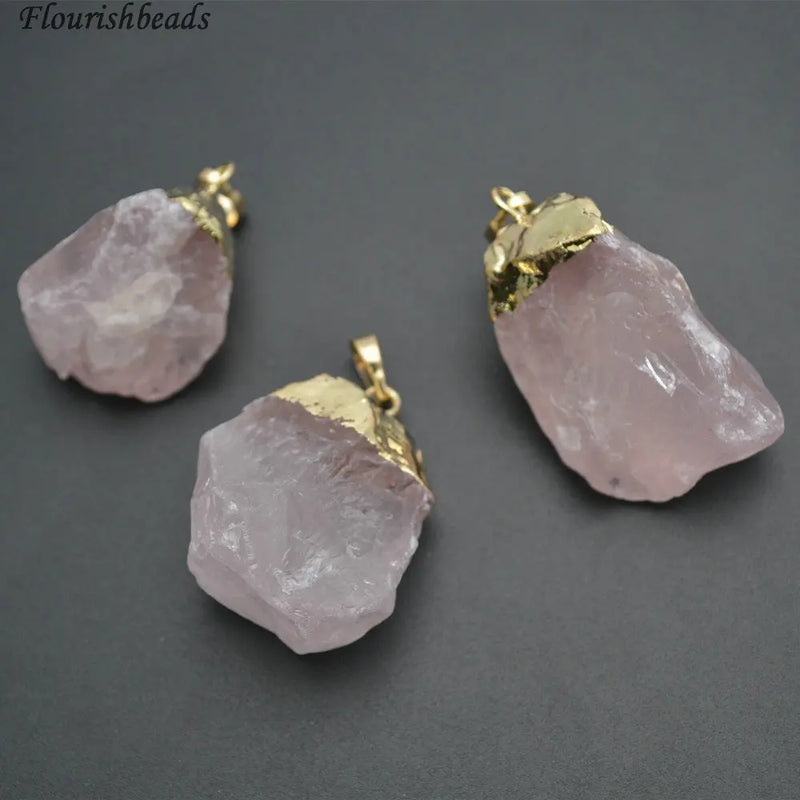 Rose Quartz Stone Nugget Pendant Necklace DIY