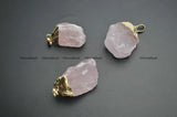 Rose Quartz Stone Nugget Pendant Necklace DIY