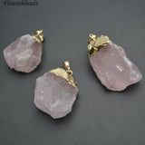 Rose Quartz Stone Nugget Pendant Necklace DIY