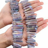 Titanium Coated Quartz Crystal Sticks 15'' Strand