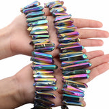 Titanium Coated Quartz Crystal Sticks 15'' Strand