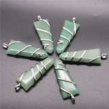Aventurine Wire Wrapped Quartz Pendant Charm DIY Necklace Finding 6Pcs