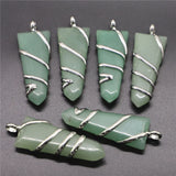 Aventurine Wire Wrapped Quartz Pendant Charm DIY Necklace Finding 6Pcs