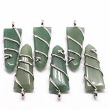 Aventurine Wire Wrapped Quartz Pendant Charm DIY Necklace Finding 6Pcs