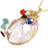 Rough Quartz Cluster Tree Of Life Pendant for Women