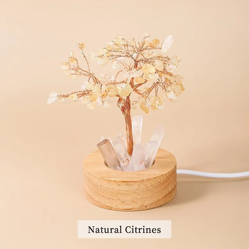 Citrine Crystal Gravel Rock Quartz Pillar Money Lucky Tree Craft