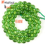 Green Peridot Crystal Stone Beads 4mm-12mm for DIY Bracelets