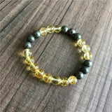 Pyrite & Yellow Quartz Beaded Bracelet for Men and Women