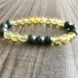 Pyrite & Yellow Quartz Beaded Bracelet for Men and Women