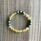 Pyrite & Yellow Quartz Beaded Bracelet for Men and Women