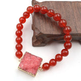 Crystal Cluster Bracelet Gold-color Small Quartz Beads Stone Round Shaped