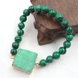 Crystal Cluster Bracelet Gold-color Small Quartz Beads Stone Round Shaped