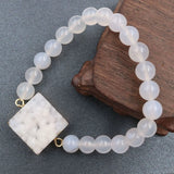 Crystal Cluster Bracelet Gold-color Small Quartz Beads Stone Round Shaped