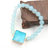 Crystal Cluster Bracelet Gold-color Small Quartz Beads Stone Round Shaped
