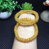 Rutilated Yellow Crystal Quartz Stone Wristband Bracelet Women Gift