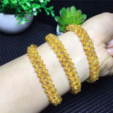 Rutilated Yellow Crystal Quartz Stone Wristband Bracelet Women Gift