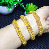 Rutilated Yellow Crystal Quartz Stone Wristband Bracelet Women Gift