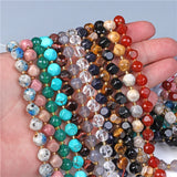 Natural Round Facets Stone Beads Cut Ball Faceted Crystal