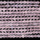 Round Ice Rose Quartz Gemstone Beads 6mm 8mm 10mm Necklace Bracelet DIY Jewelry